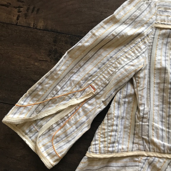 Free People Striped Cotton Crop Tie Front Jacket - Picture 7 of 8